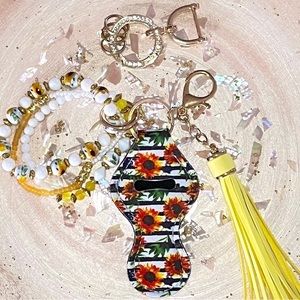 Yellow Sunflower Bracelet Keychain